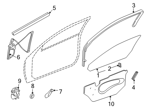 2002 Pontiac Grand Am Front Door - Glass & Hardware Window Regulator Diagram for 89044652