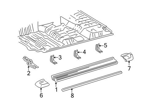 2001 Toyota Land Cruiser Exterior Trim - Pillars, Rocker & Floor Bracket Sub-Assy, Side Step, NO.3 Diagram for 51078-60061