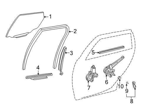 2004 Pontiac Vibe Rear Door Weatherstrip, Rear Side Door Window Diagram for 88974518