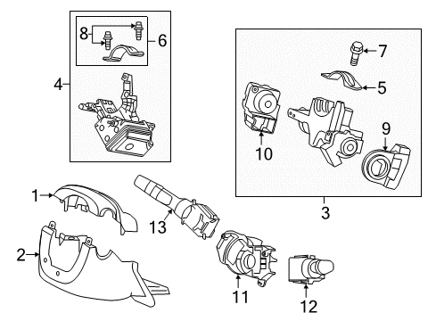 2019 Honda Civic Shroud, Switches & Levers Holder Set, Column Diagram for 06352-TAA-J11