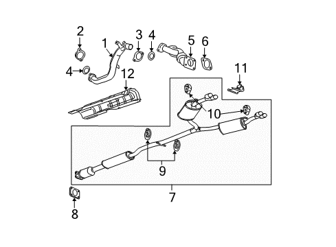 2006 Buick Lucerne Exhaust Components Exhaust Muffler Assembly (W/ Exhaust Pipe & Tail Pipe) Diagram for 15921946