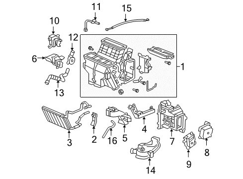 2005 Honda Odyssey A/C & Heater Control Units Duct Assy., Driver Heater Diagram for 79022-SHJ-A01