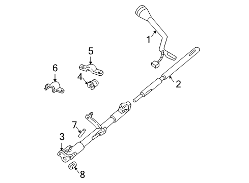 2003 Mercury Marauder Gear Shift Control - AT Gear Shift Assembly Diagram for XW7Z-7210-AMB