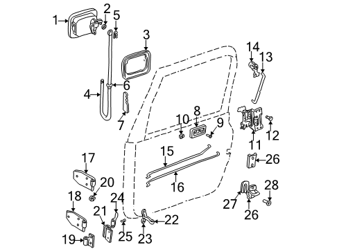 2006 Jeep Wrangler Lock & Hardware Dr Check-Hold Down Diagram for 55013666