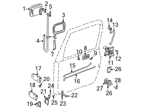 1997 Jeep Wrangler Front Door Window Regulator Assembly Front Right Diagram for 55076024AD