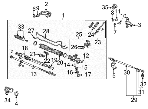 2006 Acura RSX Steering Column & Wheel, Steering Gear & Linkage G/Box Sub Assembly, P Diagram for 53601-S6M-A09