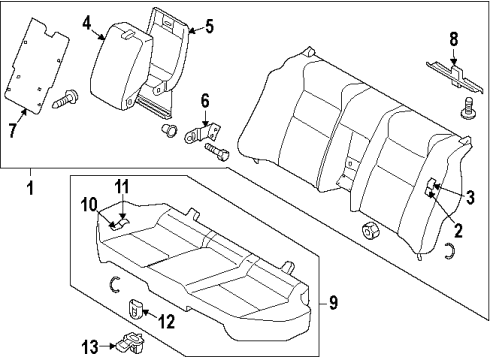 1996 Nissan Maxima Rear Seat Components Cushion Assembly Rear Seat Diagram for 88300-46U02