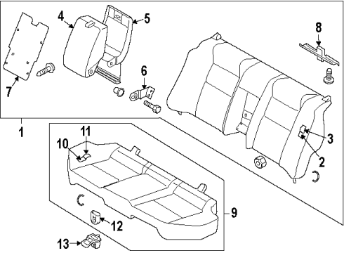 1998 Nissan Maxima Rear Seat Components Cushion Assy-Rear Seat Diagram for 88300-49U01