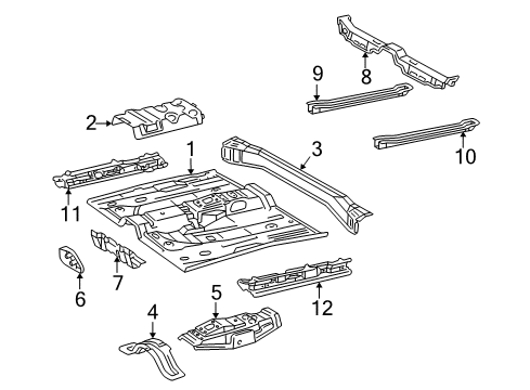 Diagram for 2001 Lexus ES300 Pillars, Rocker & Floor - Floor & Rails 