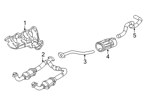 2002 Cadillac Escalade Exhaust Components, Exhaust Manifold Exhaust Muffler (W/Exhaust Pipe & Tail Pipe) Diagram for 10398387