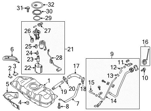 2015 Kia Soul Senders Fuel Pump Complete Diagram for 31110B2500