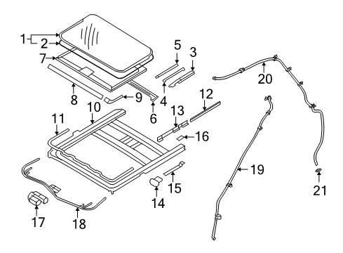 2010 Hyundai Santa Fe Sunroof Spring Base Assembly-Sunroof, RH Diagram for 81697-3F000