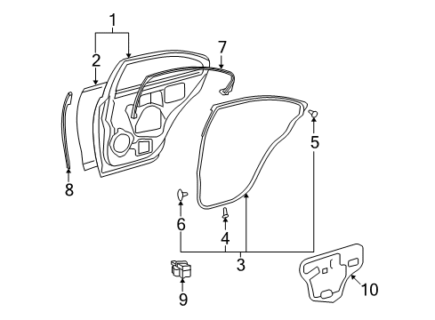 2009 Lexus ES350 Rear Door Garnish, Rear Door Frame, RH Diagram for 67673-33110