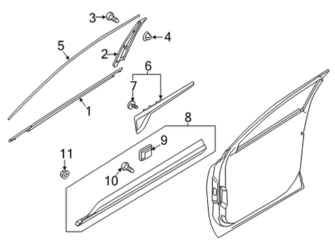 2021 Kia Sorento Exterior Trim - Front Door GARNISH Assembly-FRT Dr Diagram for 87721R5000