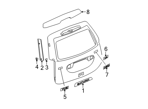 2005 Saturn Vue Exterior Trim - Lift Gate Applique, Lift Gate Diagram for 22700601