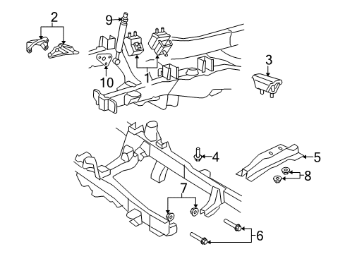 2006 Ford Ranger Engine & Trans Mounting Motor Mount Bracket Diagram for F87Z-6031-FA