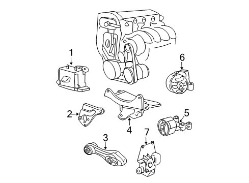 2005 Chevrolet Cavalier Engine & Trans Mounting Adapter Diagram for 22670756