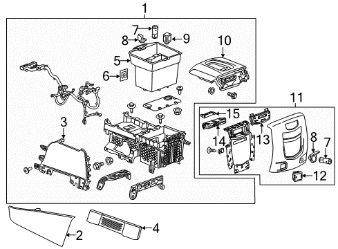 2018 Cadillac Escalade ESV Keyless Entry Components Console Assembly Diagram for 84166479