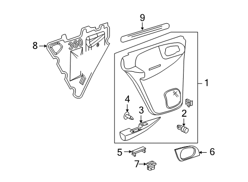 2007 Buick Rainier Rear Door Switch Asm-Rear Side Door Window *Cashmere E Diagram for 15937173