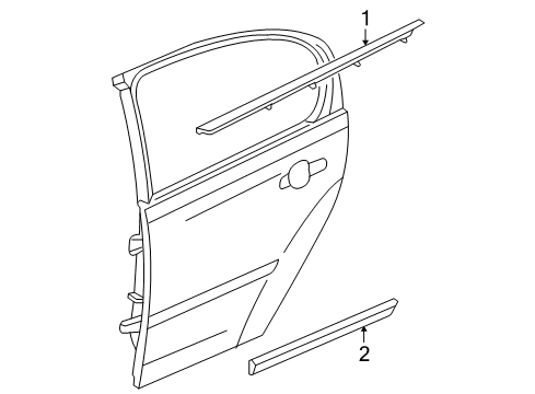 2005 Chevrolet Cobalt Exterior Trim - Rear Door Molding Asm-Rear Side Door Center *Gray T Diagram for 15234582