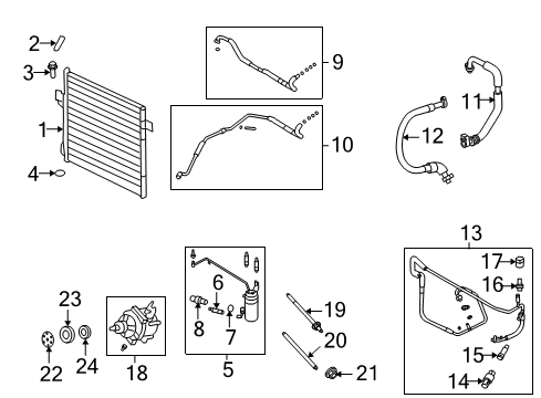 2007 Ford Explorer A/C Condenser, Compressor & Lines AC Hose Diagram for 9L2Z-19D742-D