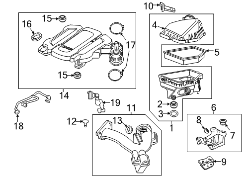 2019 Buick LaCrosse Air Intake Inlet Duct Diagram for 23363512
