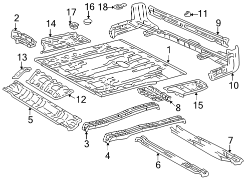 2001 Toyota 4Runner Rear Body - Floor & Rails Side Panel Diagram for 58313-35010