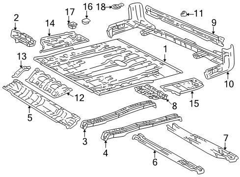 2001 Toyota 4Runner Rear Body - Floor & Rails Rear Floor Pan Diagram for 58311-35040