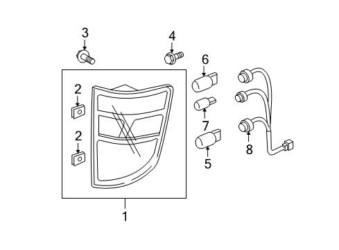 2008 Honda Ridgeline Bulbs Lamp Unit, R. Tail Diagram for 33501-SJC-A01