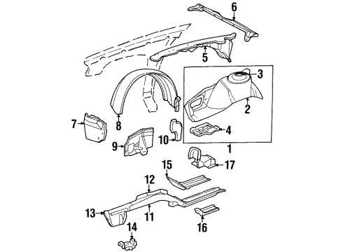 1996 Cadillac DeVille Structural Components & Rails Riv-Filler To Support Asm (Sides) Diagram for 20687704