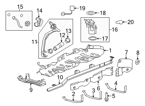 2010 GMC Acadia Fuel Supply Filler Pipe Diagram for 23164963