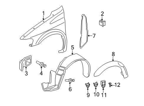 2005 Pontiac Montana Fender & Components, Exterior Trim Wheel Opening Molding Diagram for 12530313
