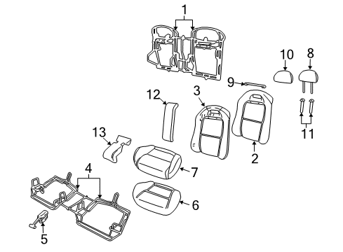 2004 Pontiac GTO Rear Seat Components Pad, Rear Seat Cushion Diagram for 92144770