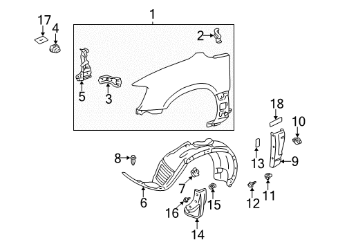 2000 Lexus RX300 Fender & Components, Exterior Trim GROMMET, Screw Diagram for 90189-06067