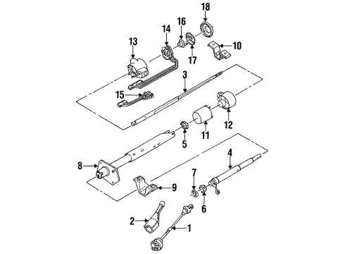 1992 Chevrolet C1500 Suburban Steering Column, Steering Wheel & Trim Column Asm-Steering Diagram for 26029351