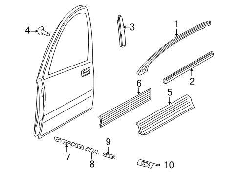 2002 Pontiac Grand Am Exterior Trim - Front Door Applique Asm-Front Side Door Window Frame Rear Diagram for 21995391