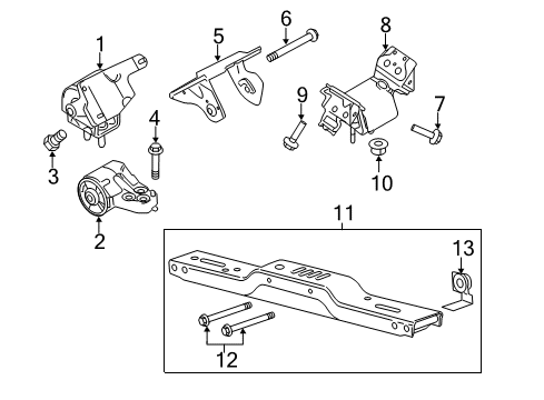 2013 Ford F-150 Engine & Trans Mounting Mount Bracket Diagram for AL3Z-6038-D