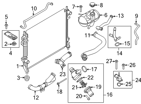 2021 Ford Mustang Radiator & Components Connector Pipe Diagram for FR3Z-8592-A