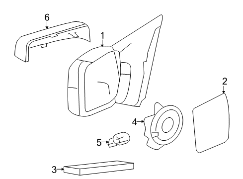 2008 Lincoln Mark LT Mirrors Mirror Assembly Diagram for 8L3Z-17682-FA