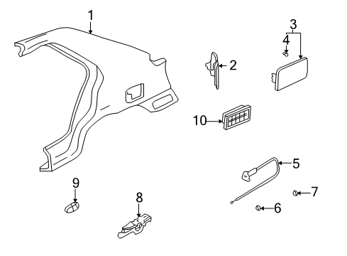 2002 Hyundai Elantra Quarter Panel & Components Handle Assembly-Fuel Filler Trunk Lid Diagram for 81570-2D000