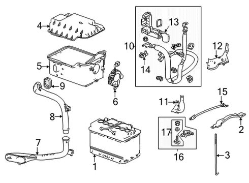 2022 Acura MDX Battery Box Assembly Diagram for 31523-TYA-A01