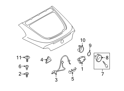 2007 BMW Z4 Lift Gate Screw Diagram for 51247147008