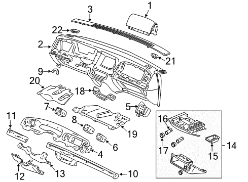 2005 Mercury Grand Marquis Instrument Panel Sound Absorber Diagram for 4W7Z-54043A89-AA