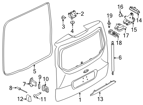2014 Ford Transit Connect Lift Gate Latch Cover Diagram for DT1Z-58218A14-A
