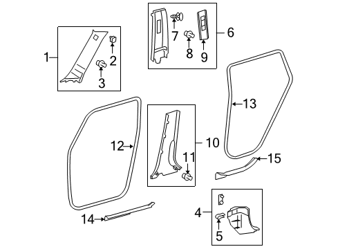Diagram for 2008 Scion xB Interior Trim - Pillars, Rocker & Floor 