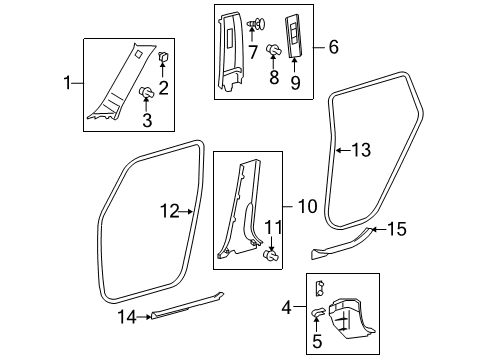 2008 Scion xB Interior Trim - Pillars, Rocker & Floor Cowl Trim Diagram for 62111-12330-B0