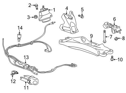 2022 Chevrolet Camaro Engine & Trans Mounting Mount Bracket Diagram for 23136567