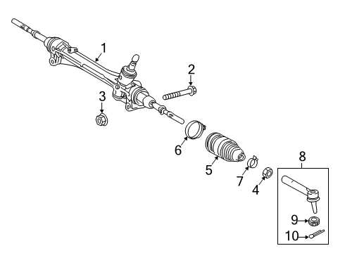 2020 Lexus RX350L Steering Column & Wheel, Steering Gear & Linkage Steering Gear Assembly Diagram for 45510-0E070