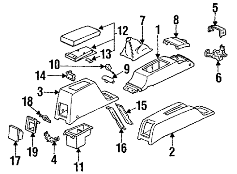 1995 Honda Civic Center Console Lock, Armrest Lid Diagram for 83407-SR4-J00