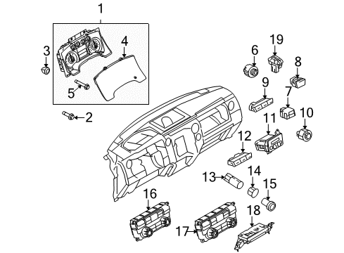 2013 Ford F-150 Cluster & Switches Dash Control Unit Diagram for DL3Z-19980-B